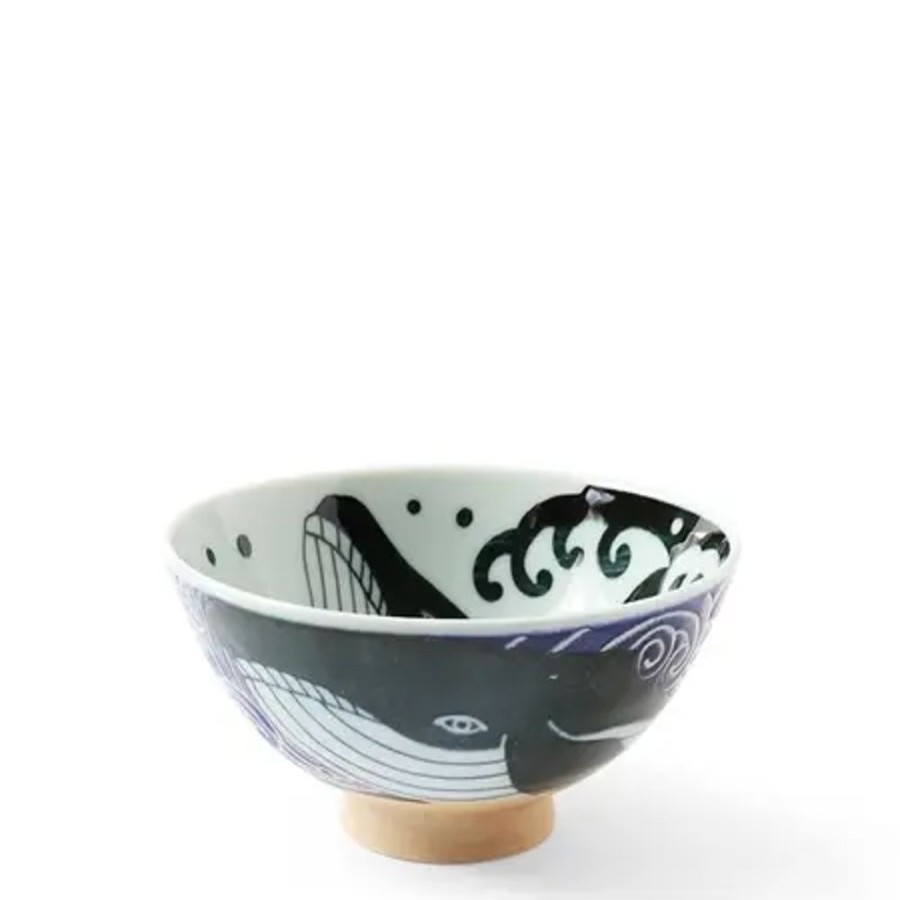 Whimsy Miya Company Bowls | Rice Bowl Blue Whale Waves 5"