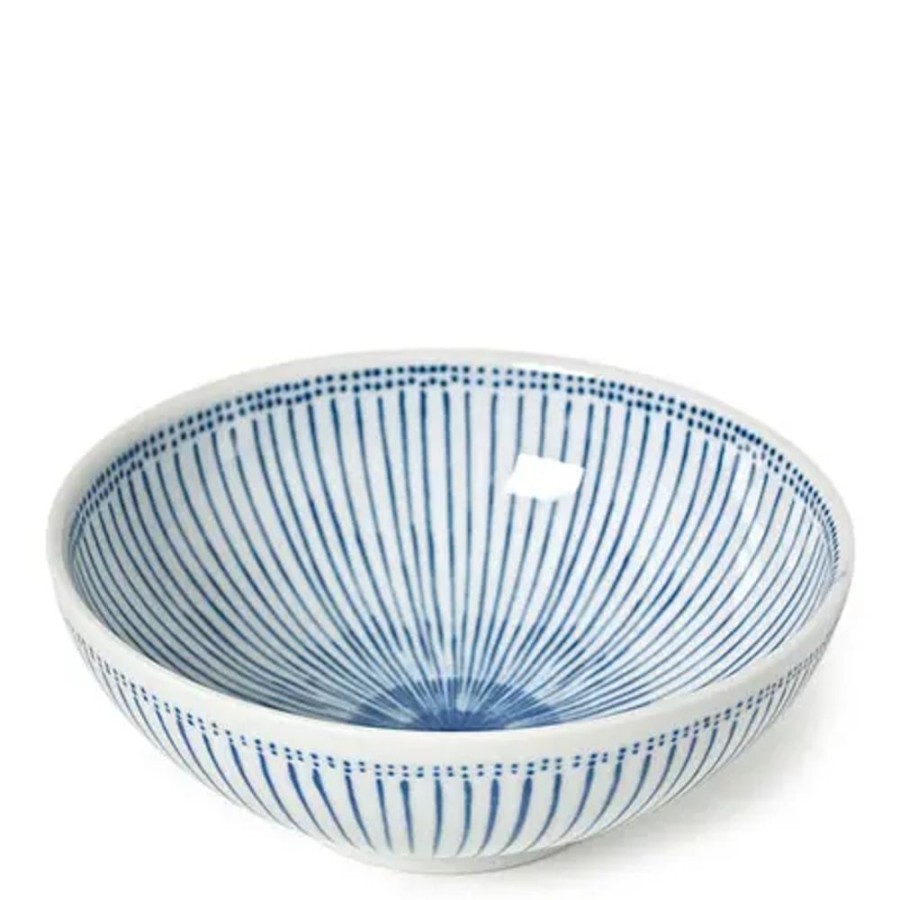 Tabletop Miya Company Serving Bowls & Plates | Blue Stripes 8.25" Bowl